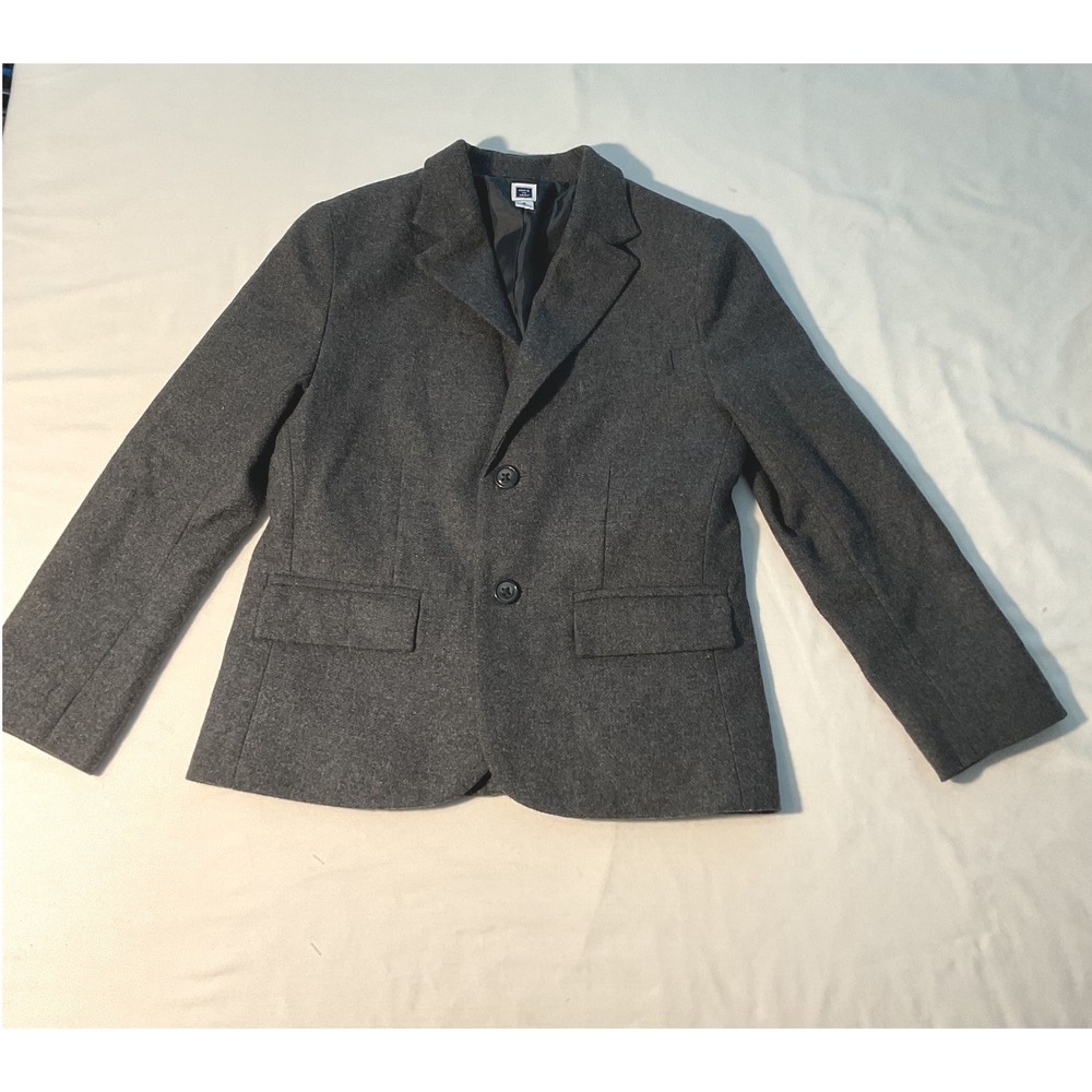 Janie and Jack Boys Wool Blend Blazer Charcoal Gray Elbow Patches Size 6